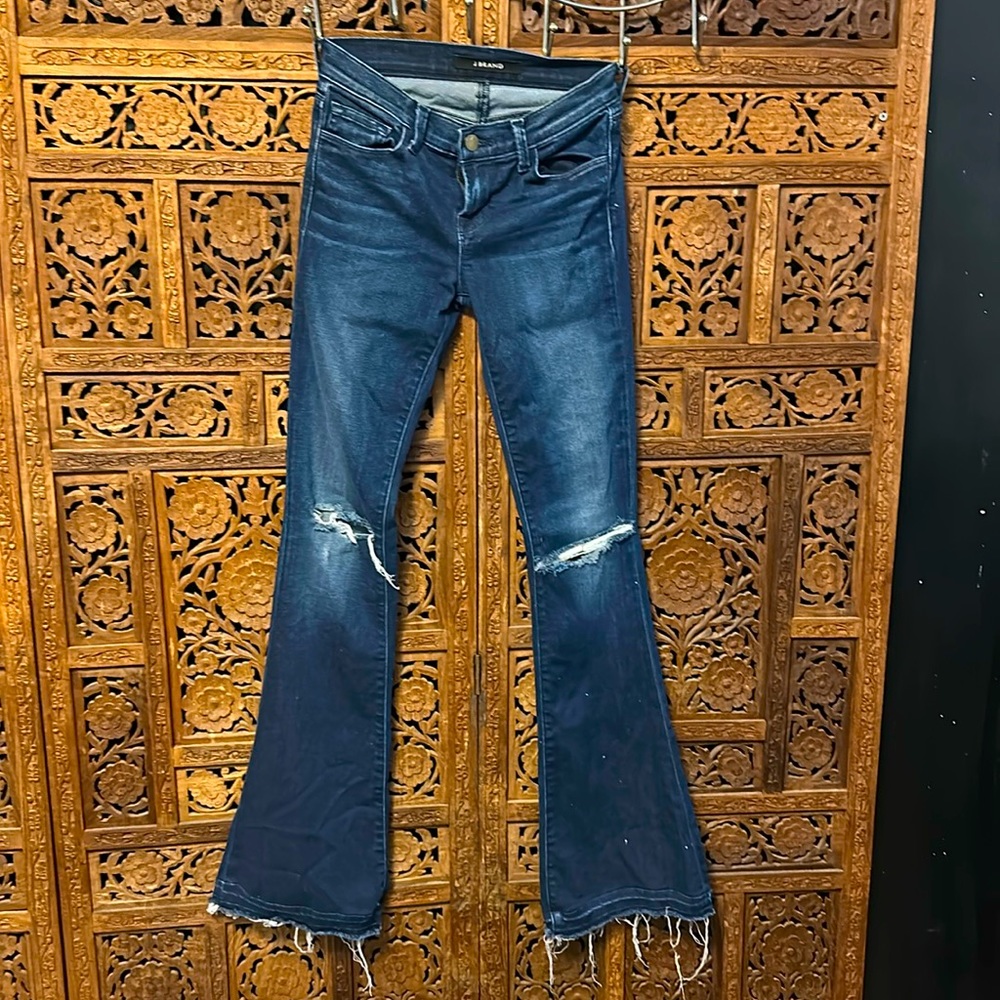 J Brand Distressed Raw Hem Bootcut Jeans
